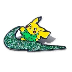 3 For $35 Pokemon Glittery Pikachu Riding Frozen Swoosh Enameled Pin Brooch